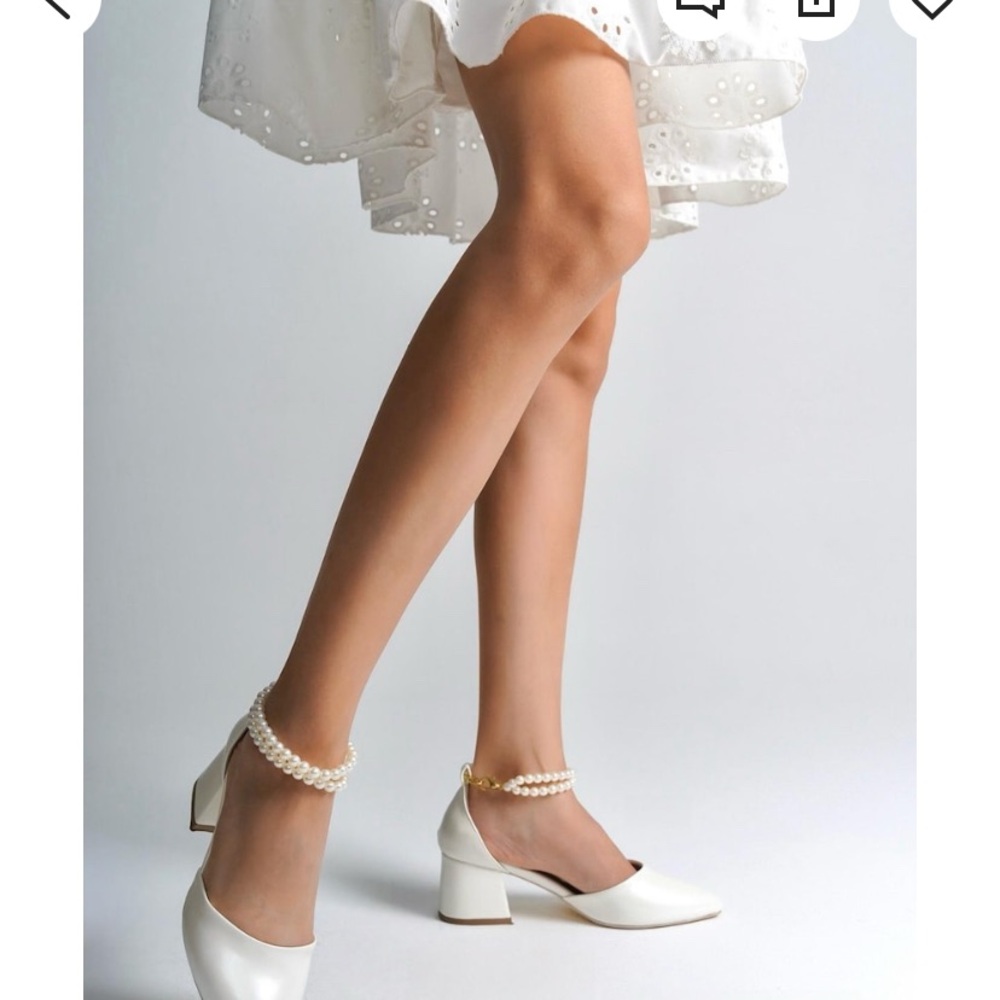 Eleanor Louise Co. Ivory Pearled Heels